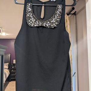 Black Dress Tank with Jeweled Neckline